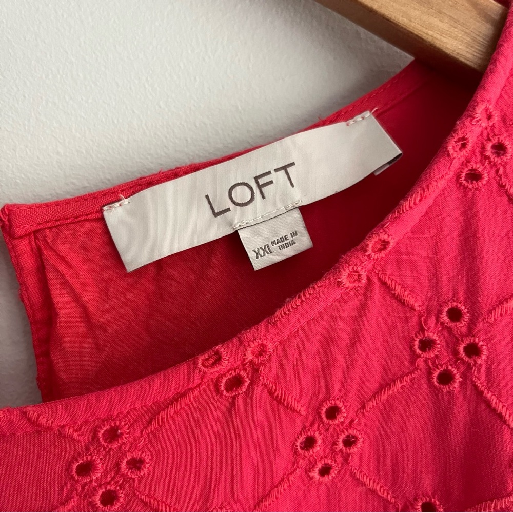 LOFT Pink Eyelet Short Sleeve Blouse - Picture 3 of 7